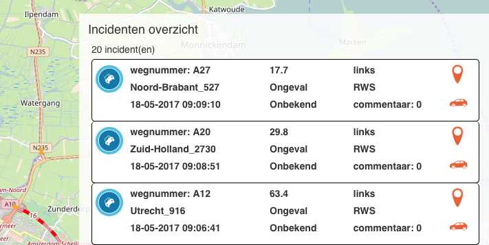 Incidenten overzicht in IMEX